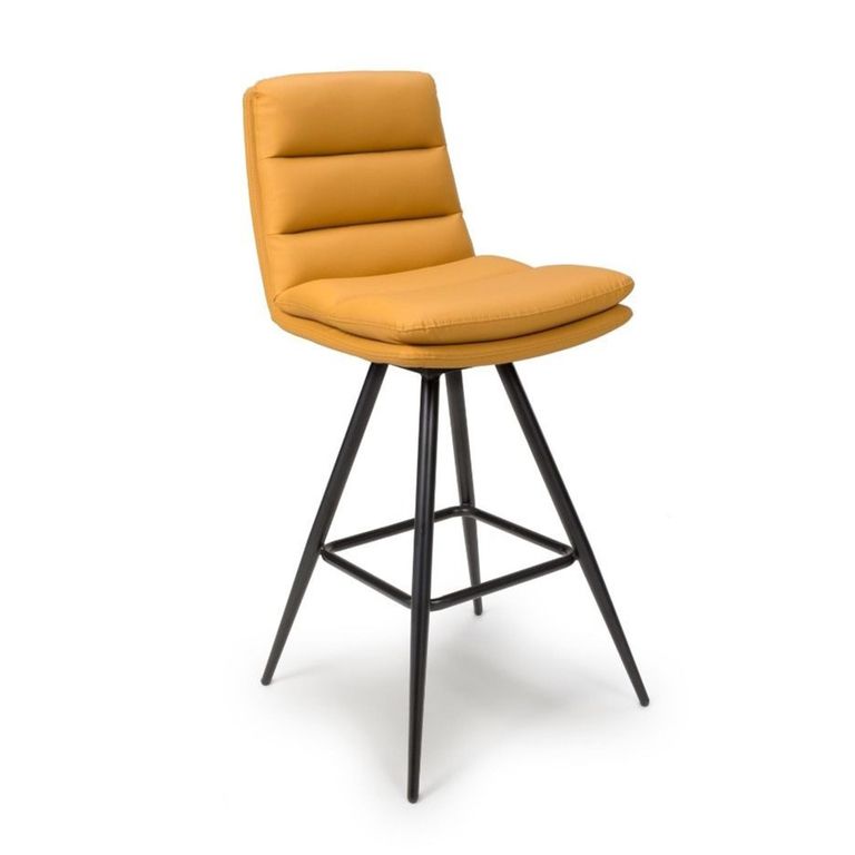 Nobo Swivel Bar Stool - Set of 2 - Ochre - Faux Leather