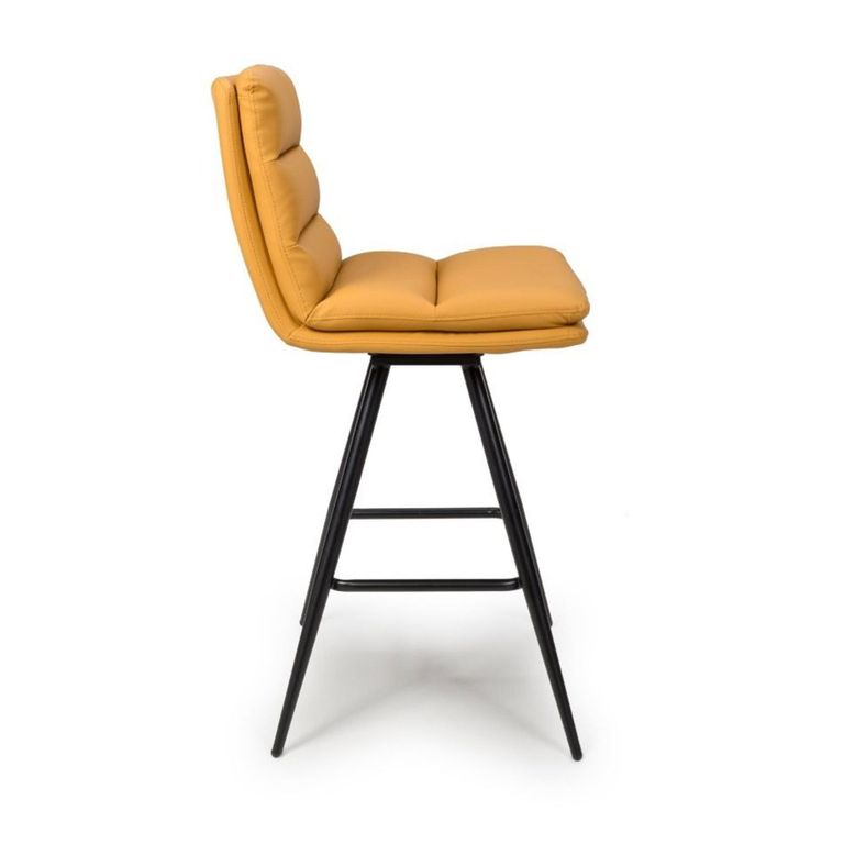 Nobo Swivel Bar Stool - Set of 2 - Ochre - Faux Leather