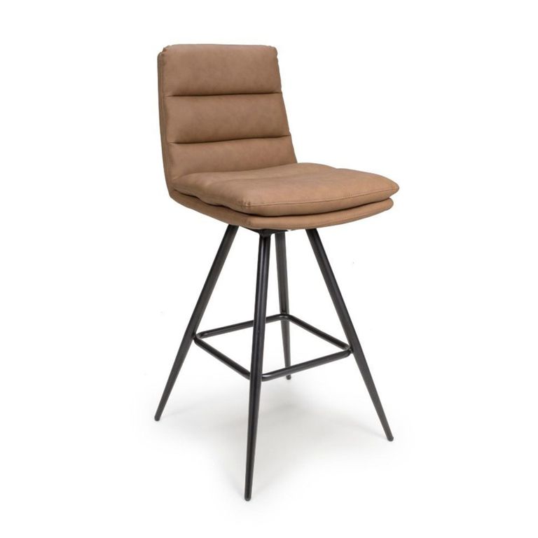 Nobo Swivel Bar Stool - Set of 2 - Tan - Faux Leather