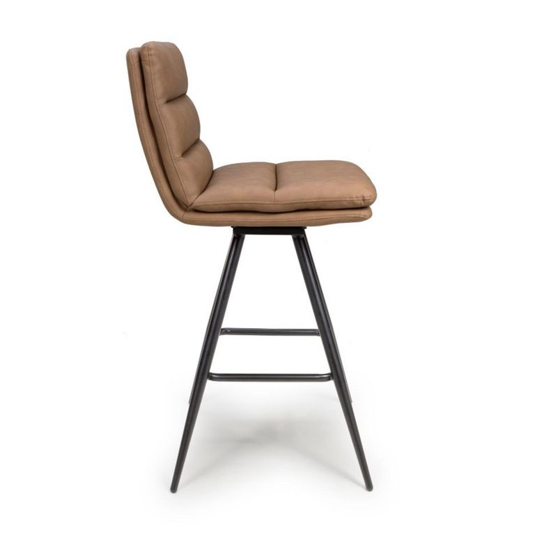 Nobo Swivel Bar Stool - Set of 2 - Tan - Faux Leather