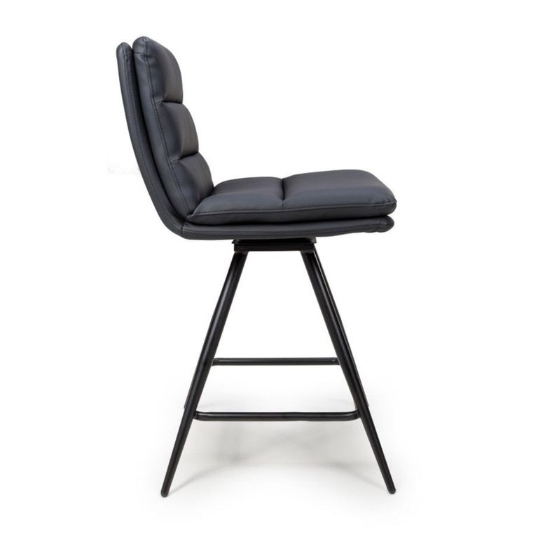 Nobo Swivel Counter Stool - Set of 2 - Black - Faux Leather