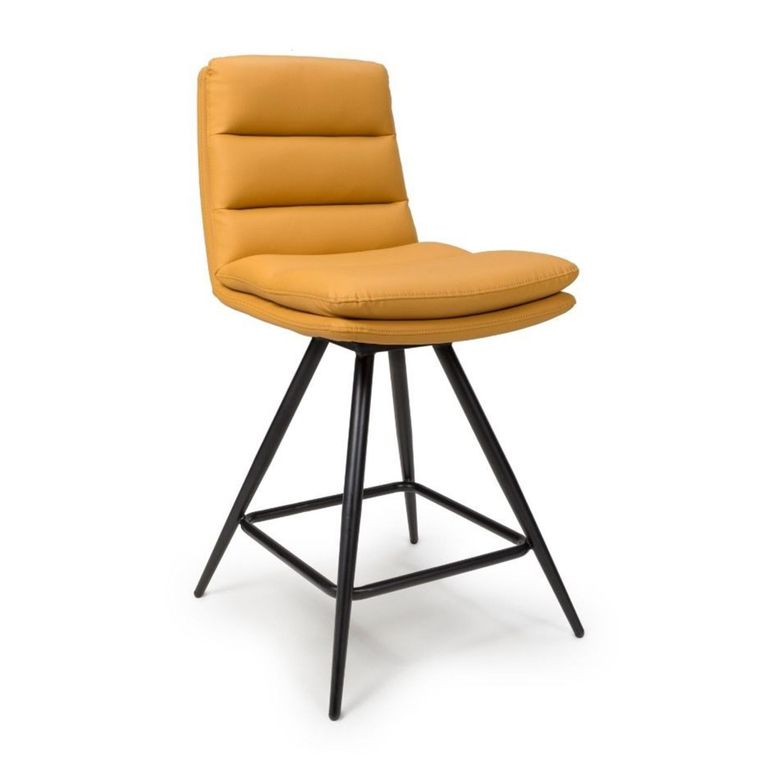Nobo Swivel Counter Stool - Set of 2 - Ochre - Faux Leather