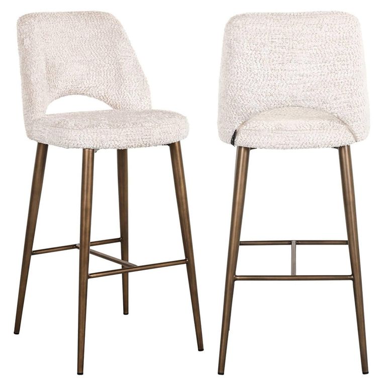 Delphine Cream Fabric Barstool with Back