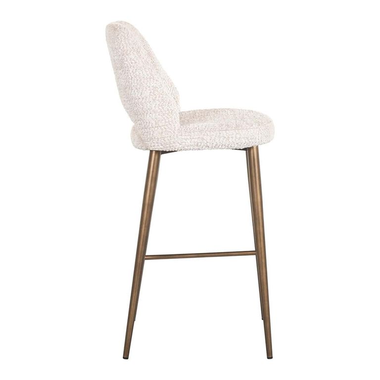Delphine Cream Fabric Barstool with Back
