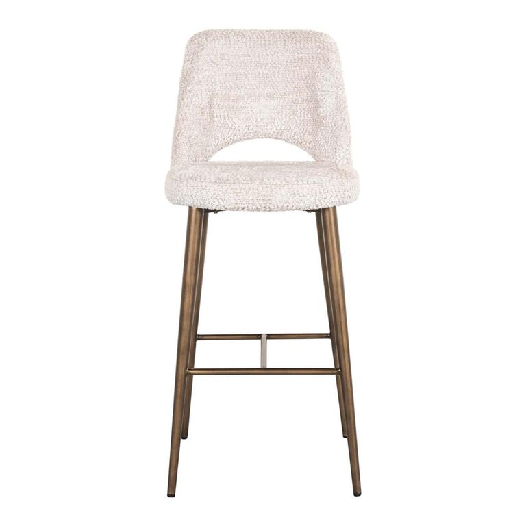 Delphine Cream Fabric Barstool with Back