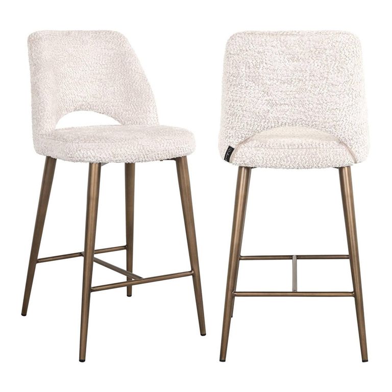 Delphine Cream Fabric Counter Stool with Back