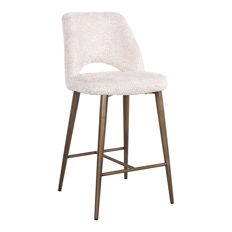 Delphine Cream Fabric Counter Stool with Back