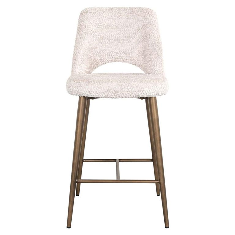 Delphine Cream Fabric Counter Stool with Back