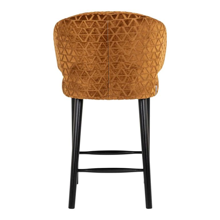 Indigo Gold Fabric Barstool with Back