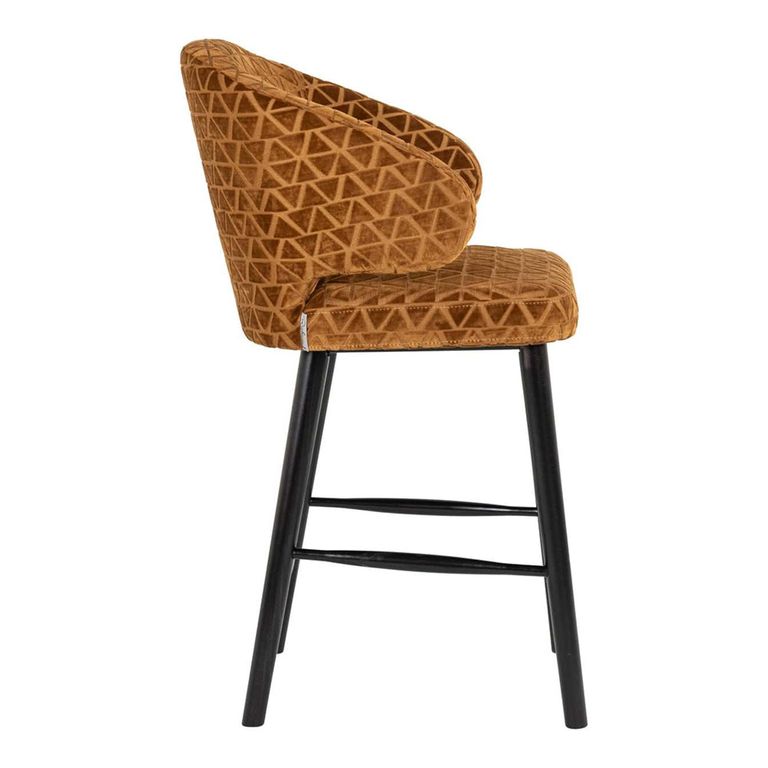 Indigo Gold Fabric Counter Stool with Back
