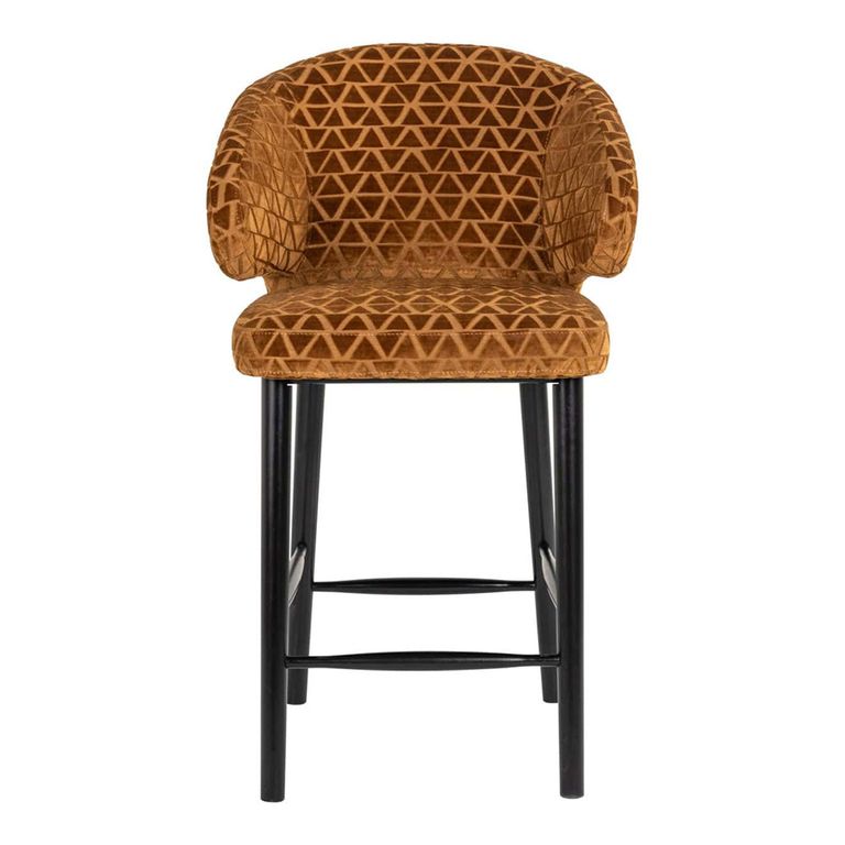 Indigo Gold Fabric Counter Stool with Back