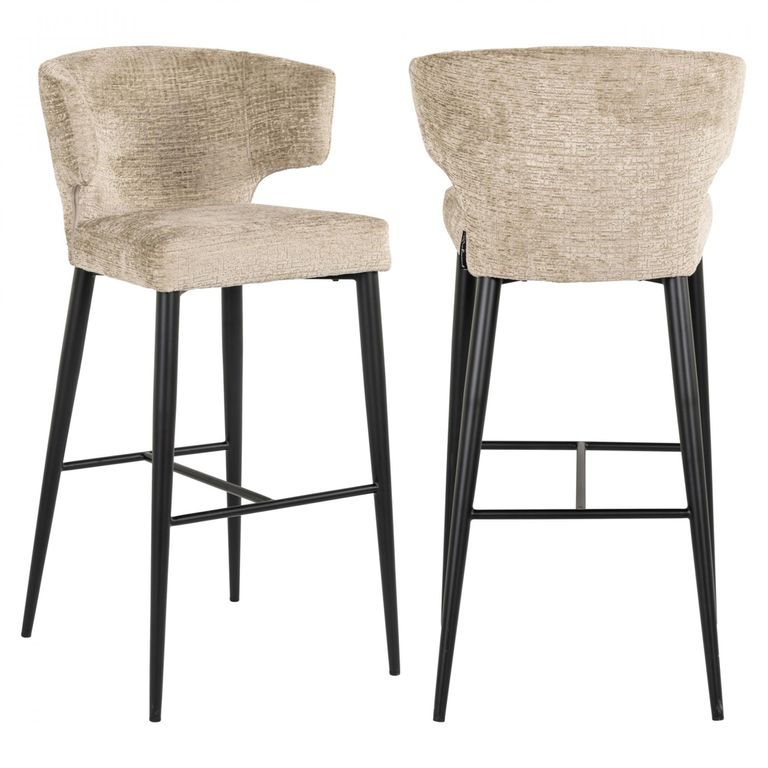 Taylor Beige Barstool with Black Legs