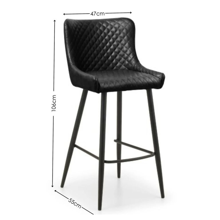 Luxe Barstool - Set of 2 - Curved Back - Grey Velvet and Black - Fabric and Metal
