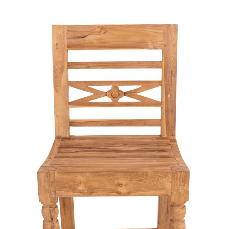 Flower Barstool - Set of 2 - Natural - Teak Wood