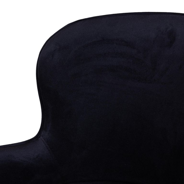 Perry Barstool - with Armrest - Set of 2 - Curved Back - Black Velvet - Fabric and Metal