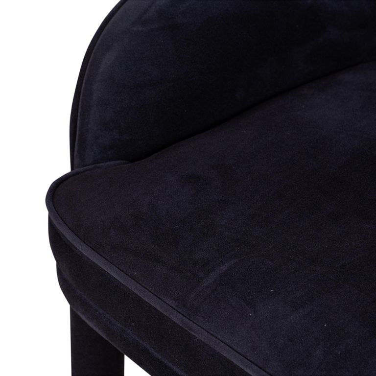 Perry Barstool - with Armrest - Set of 2 - Curved Back - Black Velvet - Fabric and Metal