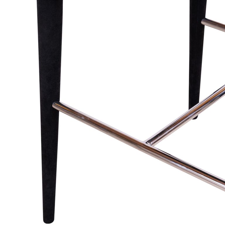 Perry Barstool - with Armrest - Set of 2 - Curved Back - Black Velvet - Fabric and Metal