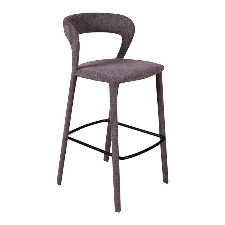Toledo Barstool - Set of 2 - Curved Back - Grey - Fabric and Metal