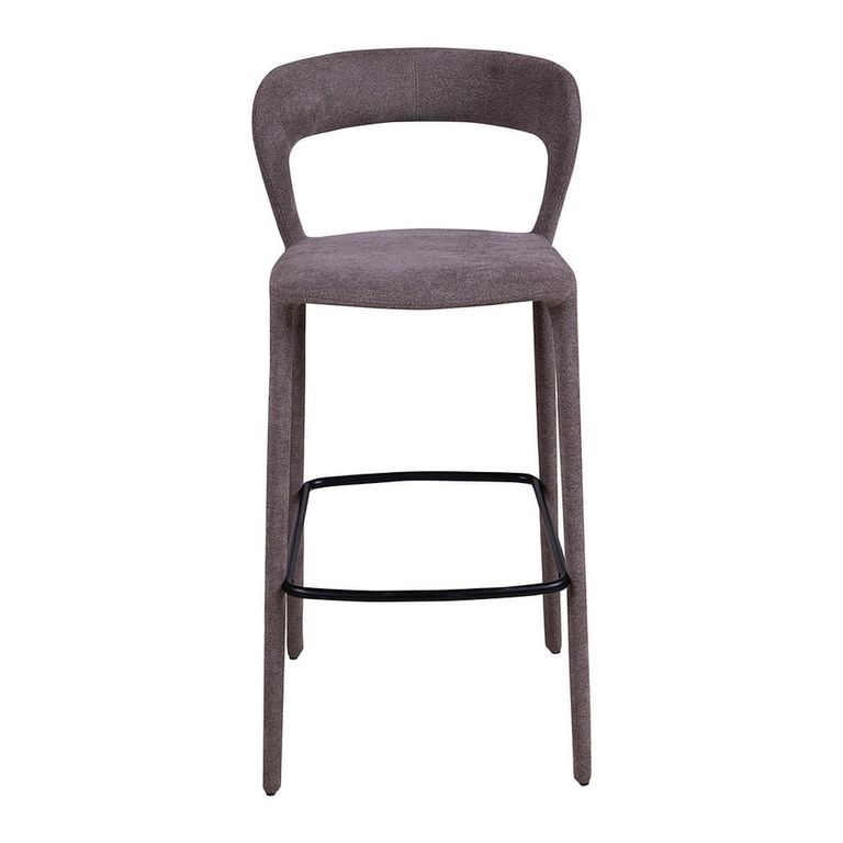 Toledo Barstool - Set of 2 - Curved Back - Grey - Fabric and Metal
