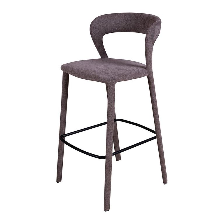 Toledo Barstool - Set of 2 - Curved Back - Grey - Fabric and Metal