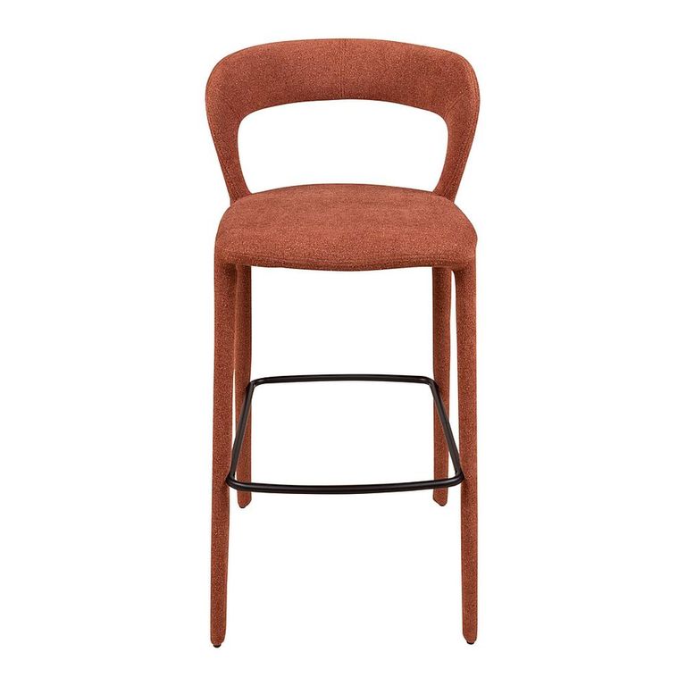Toledo Barstool - Set of 2 - Curved Back - Terra Brown - Fabric and Metal