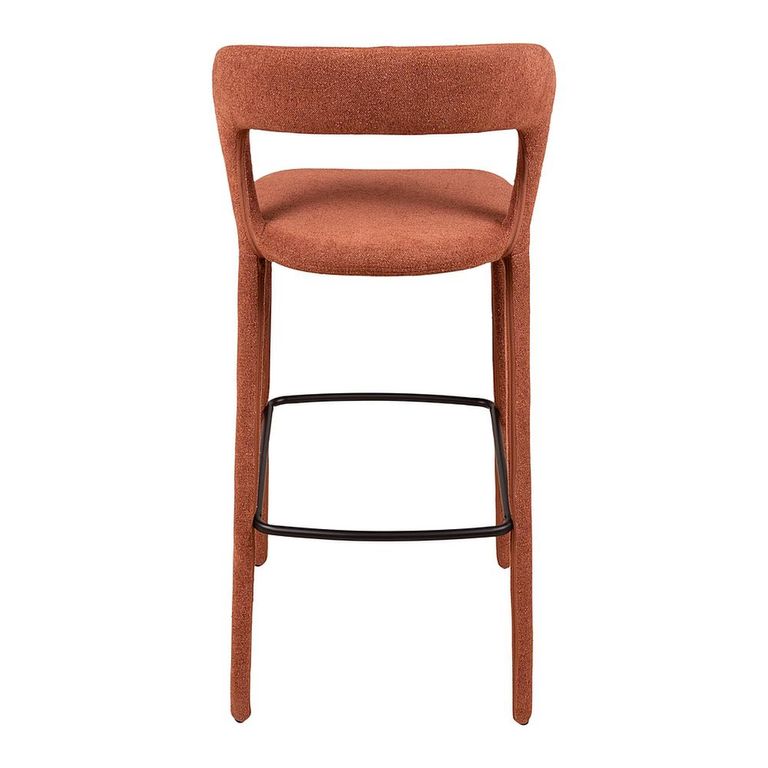 Toledo Barstool - Set of 2 - Curved Back - Terra Brown - Fabric and Metal