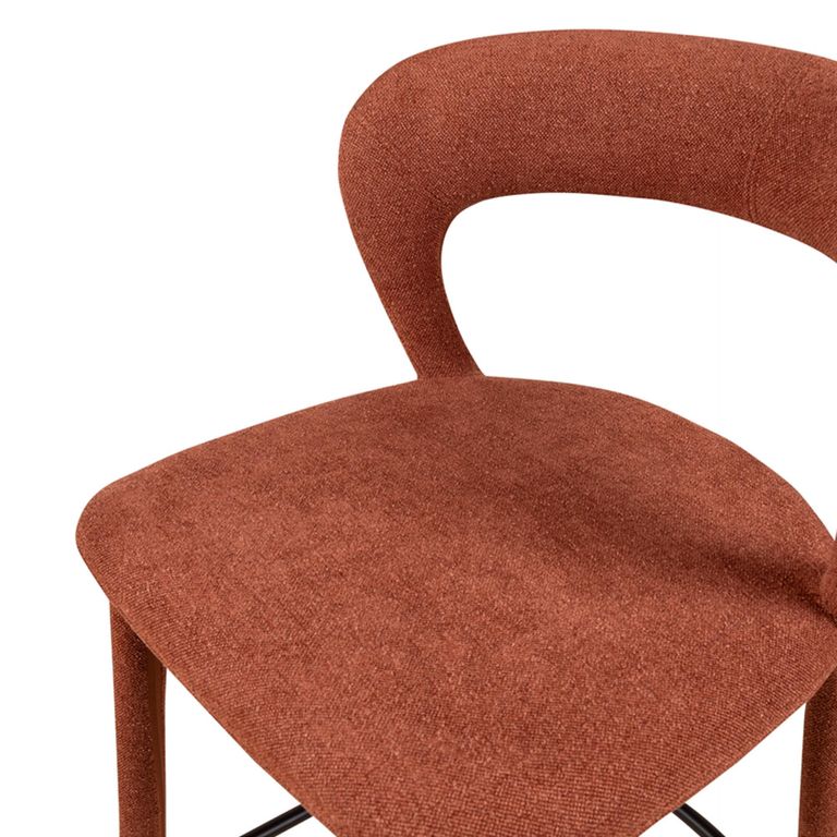 Toledo Barstool - Set of 2 - Curved Back - Terra Brown - Fabric and Metal