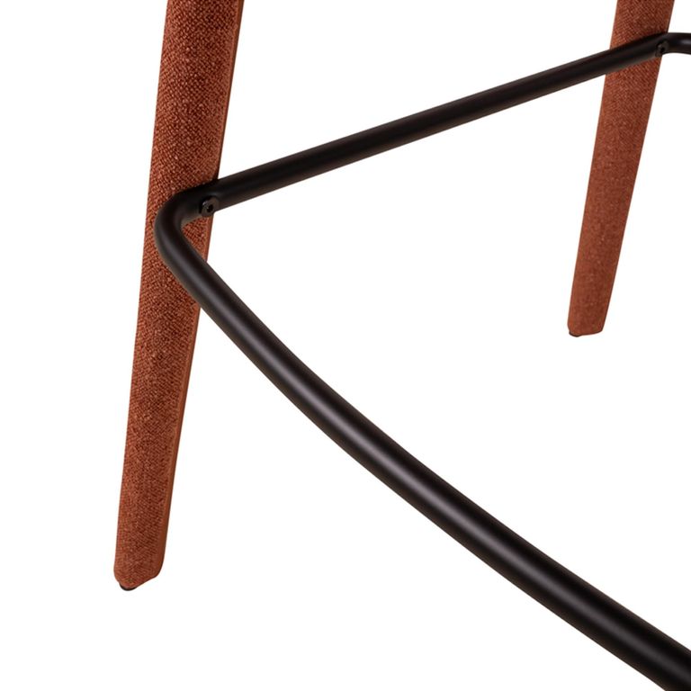 Toledo Barstool - Set of 2 - Curved Back - Terra Brown - Fabric and Metal