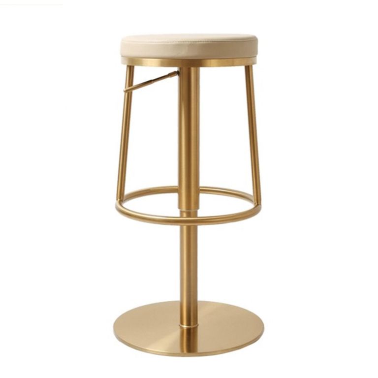 Vibe Barstools - Set of 2 - Adjustable Height - Barley and Gold - Faux Leather and Metal