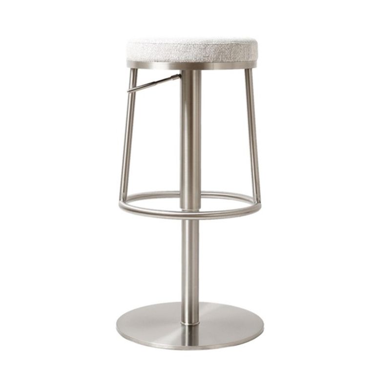Vibe Barstools - Set of 2 - Adjustable Height - Light Grey and Chrome - Fabric and Metal