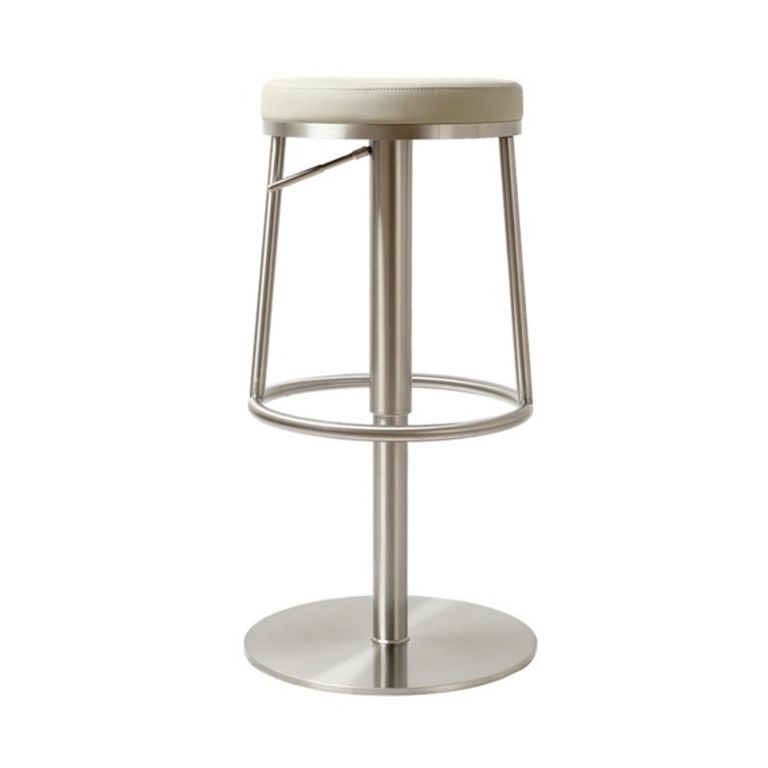 Vibe Barstools - Set of 2 - Adjustable Height - Light Grey and Chrome - Faux Leather and Metal