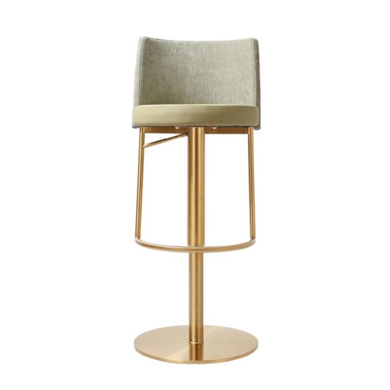 Vogue Barstools - Set of 2 - Adjustable Height - Pistachio and Gold - Fabric and Metal