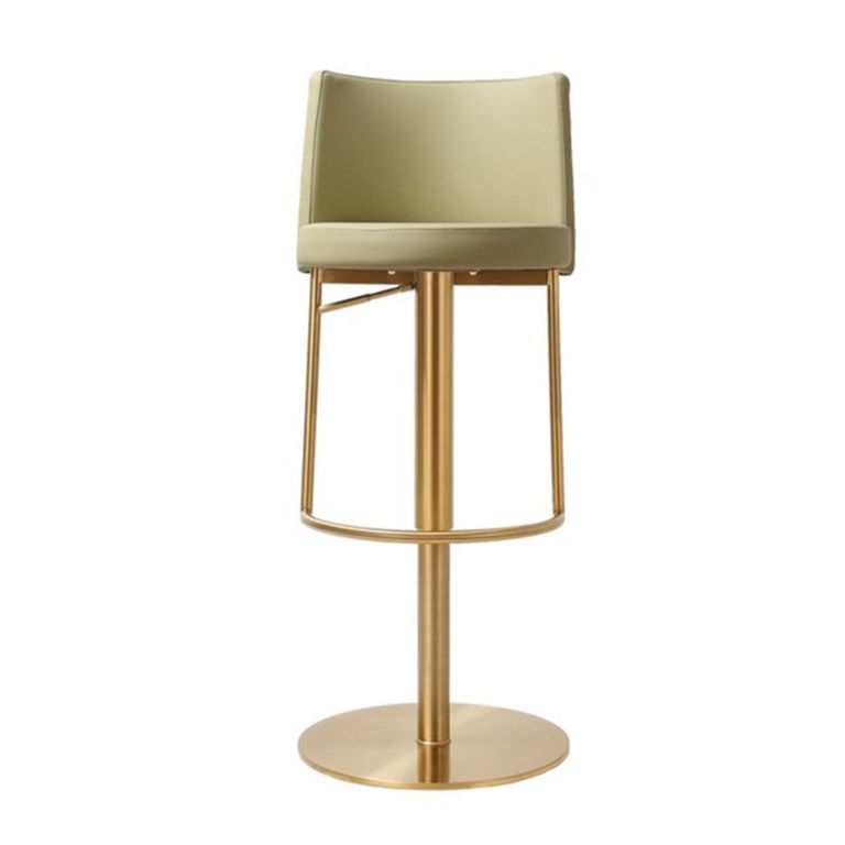 Vogue Barstools - Set of 2 - Adjustable Height - Pistachio and Gold - Faux Leather and Metal