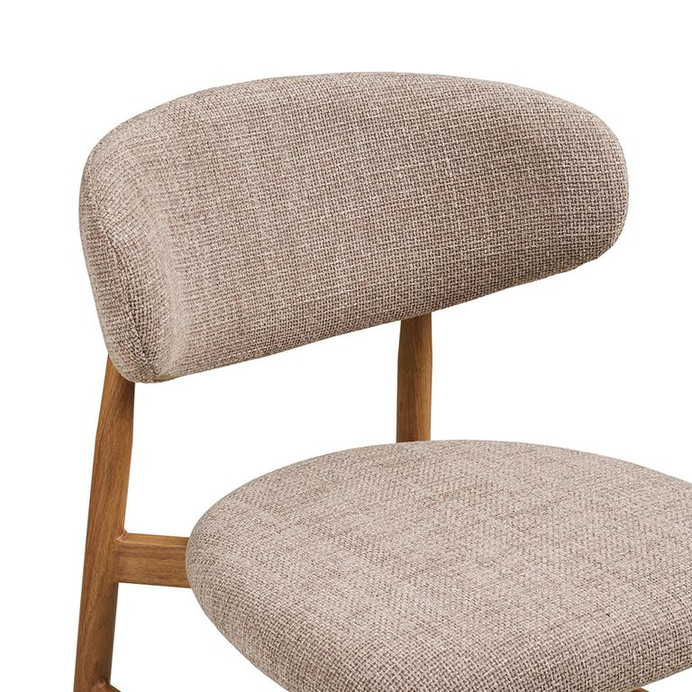 Levanto Counter Chair - Set of 2 - Curved Back - Sand and Natural - Fabric and Wood