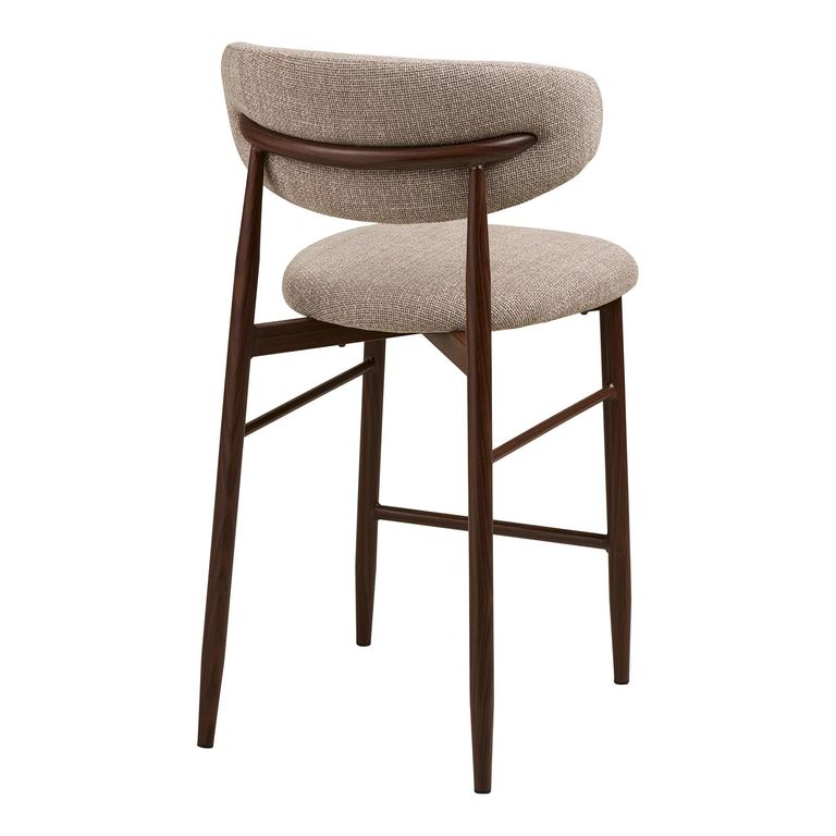 Levanto Counter Chair - Set of 2 - Curved Back - Sand and Walnut - Fabric and Wood