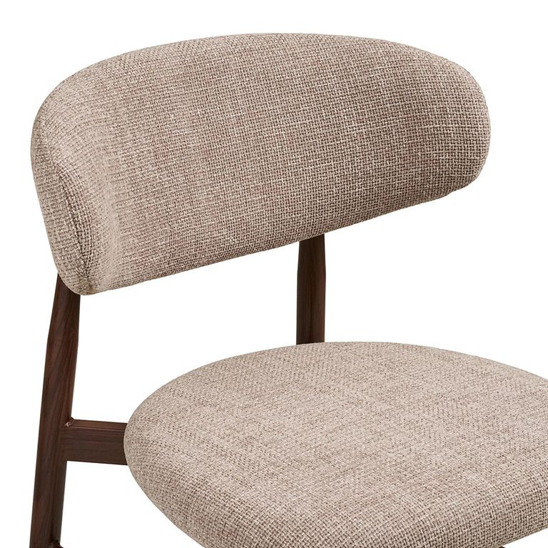 Levanto Counter Chair - Set of 2 - Curved Back - Sand and Walnut - Fabric and Wood