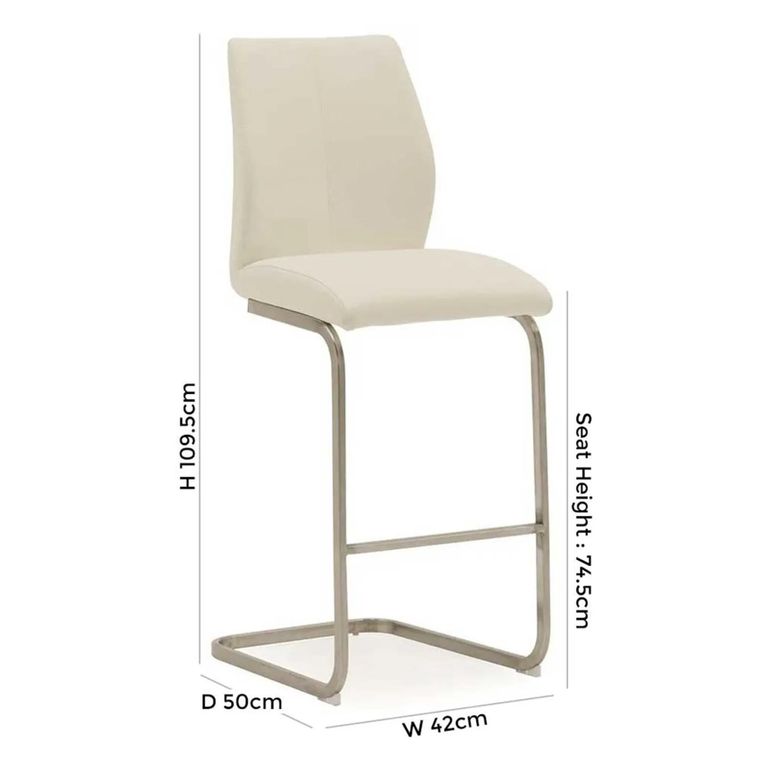 Clearance - Irma Cantilever Barstool - Set of 2 - White - Faux Leather - A272