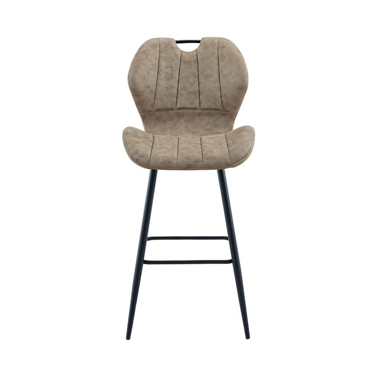 Counter Stool - Set of 2 - Mink and Black - Faux Leather