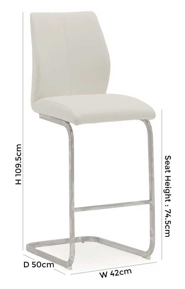 Elis Barstool - Set of 2 - White Faux Leather - Chrome