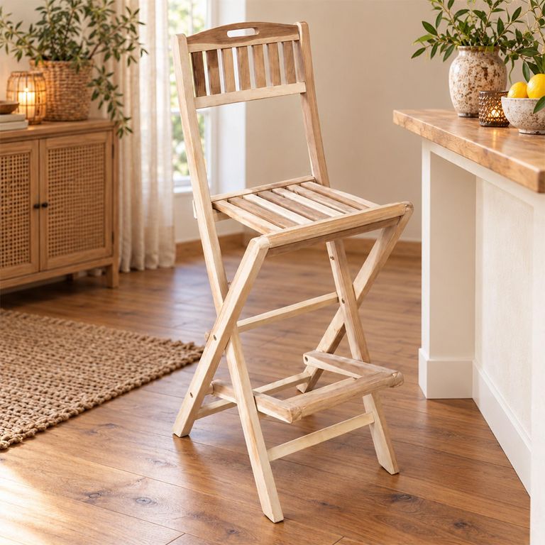 2 x Teak Wood Barstool