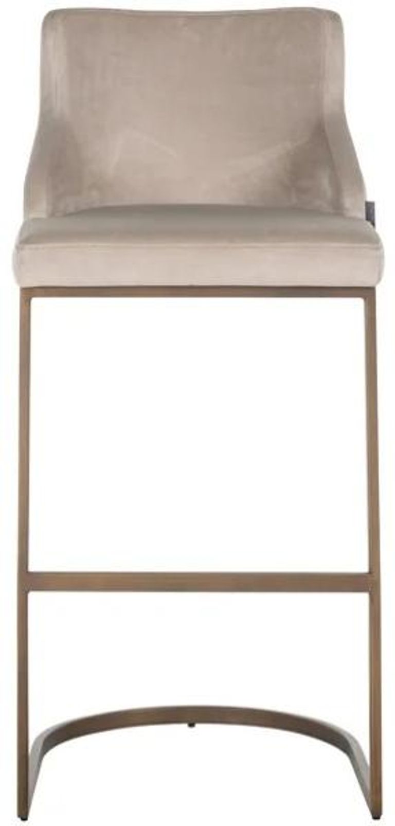 Bolton Khaki Fabric and Brushed Gold Barstool with Back (Set of 2)