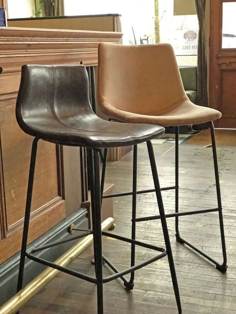 Clearance - Bermuda Barstools - Set of 2 - Chestnut Vegan Leather - FSS14790