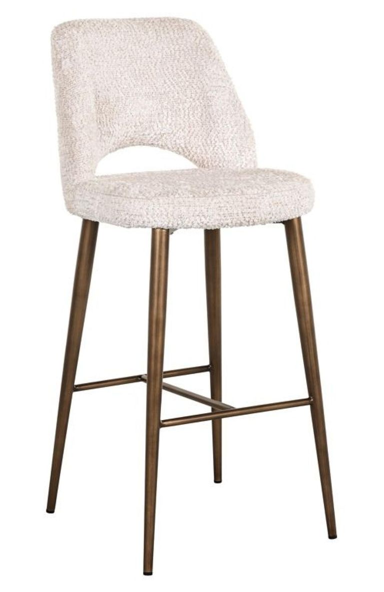 Delphine Cream Fabric Barstool with Back