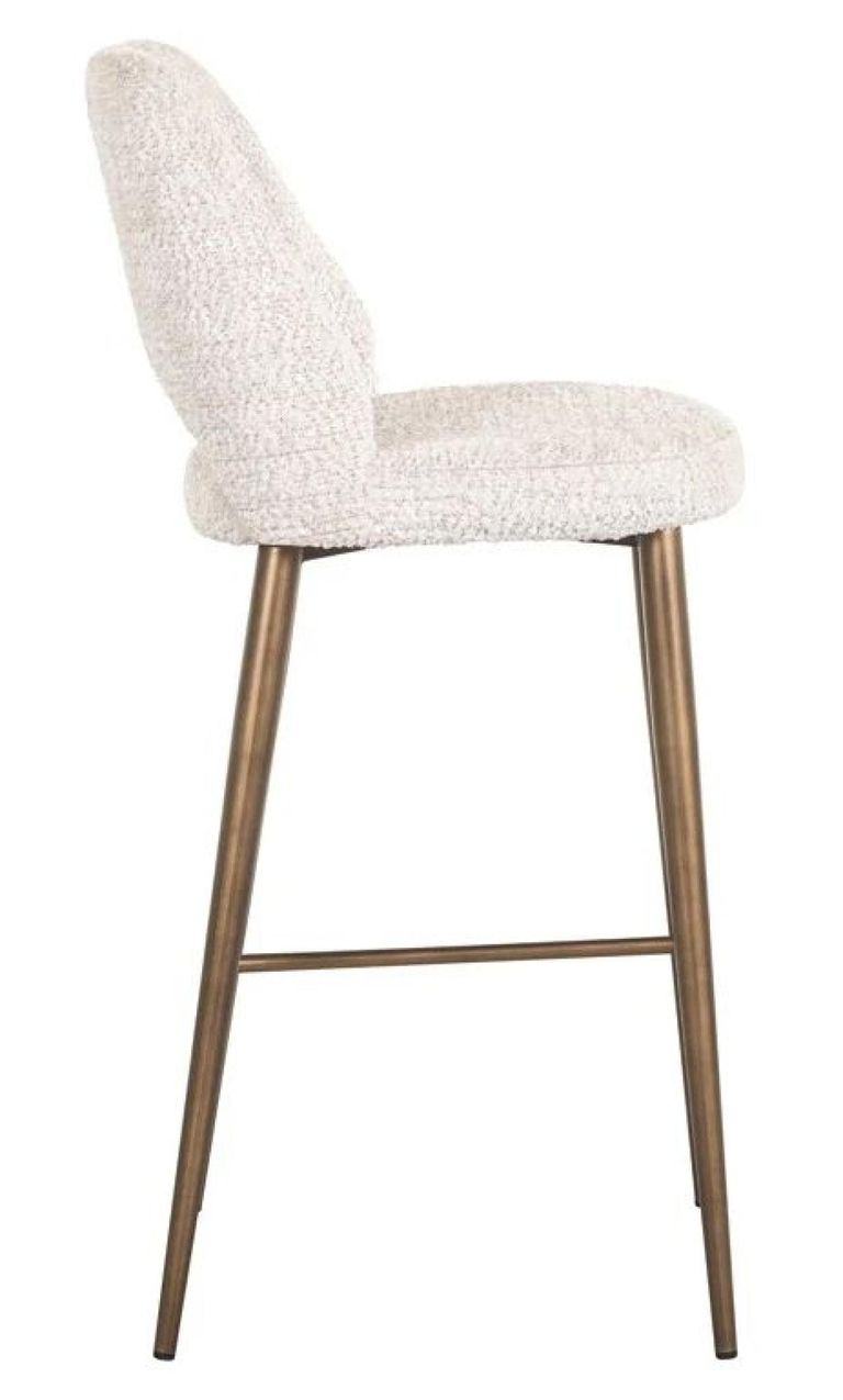 Delphine Cream Fabric Barstool with Back