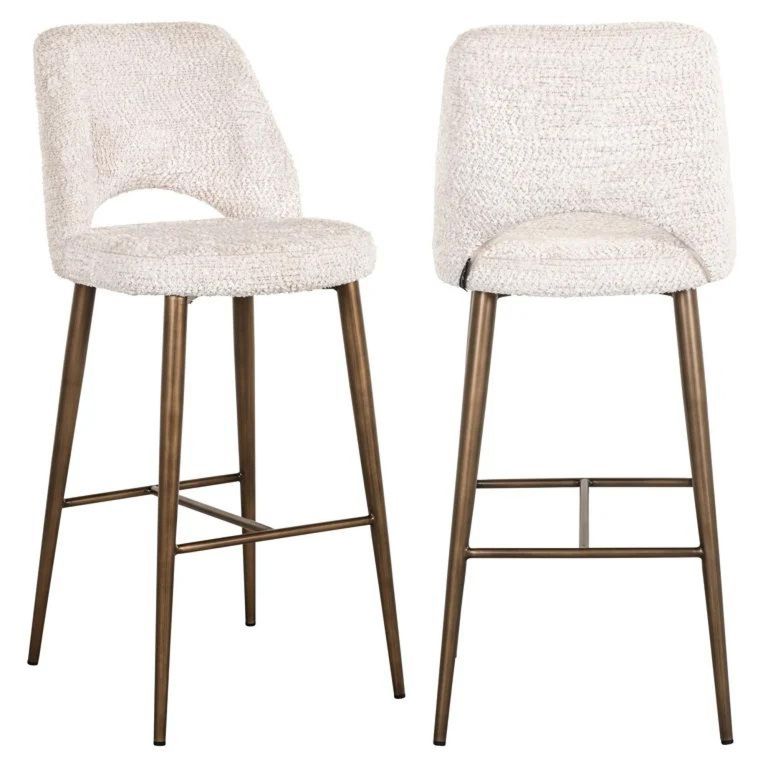 Delphine Cream Fabric Barstool with Back
