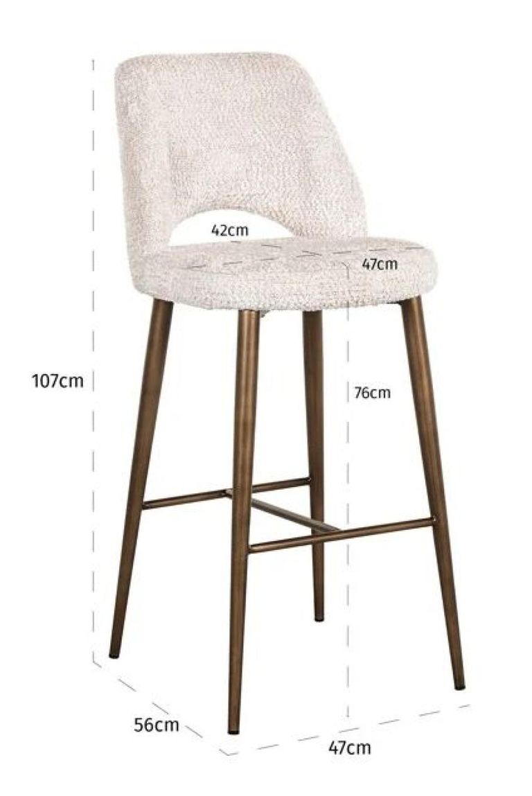 Delphine Cream Fabric Barstool with Back