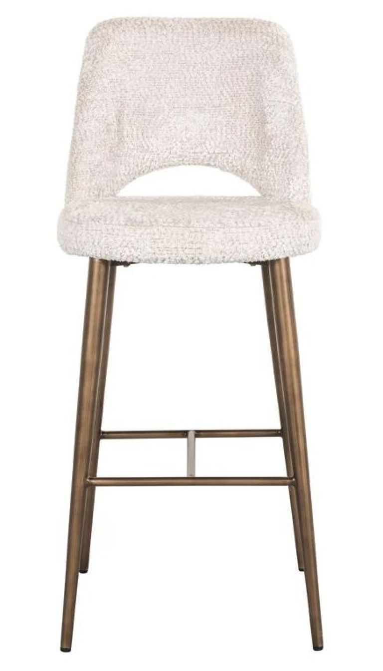 Delphine Cream Fabric Barstool with Back
