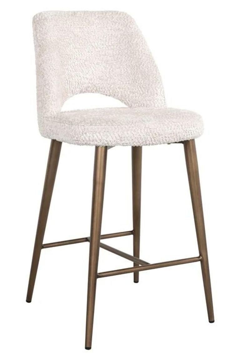 Delphine Cream Fabric Counter Stool with Back