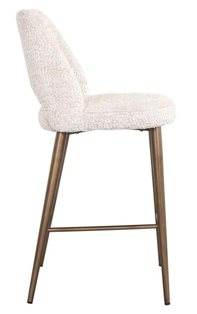 Delphine Cream Fabric Counter Stool with Back
