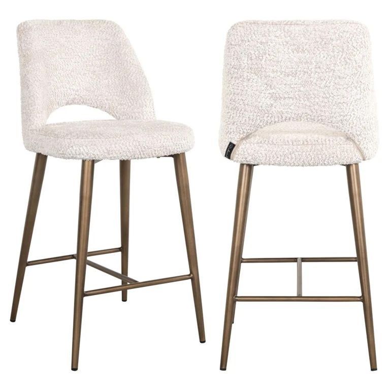 Delphine Cream Fabric Counter Stool with Back